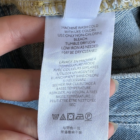 We The Free Maggie Mid-Rise Straight Leg Distressed Blue Denim Jeans, Size 27 - Picture 15 of 16